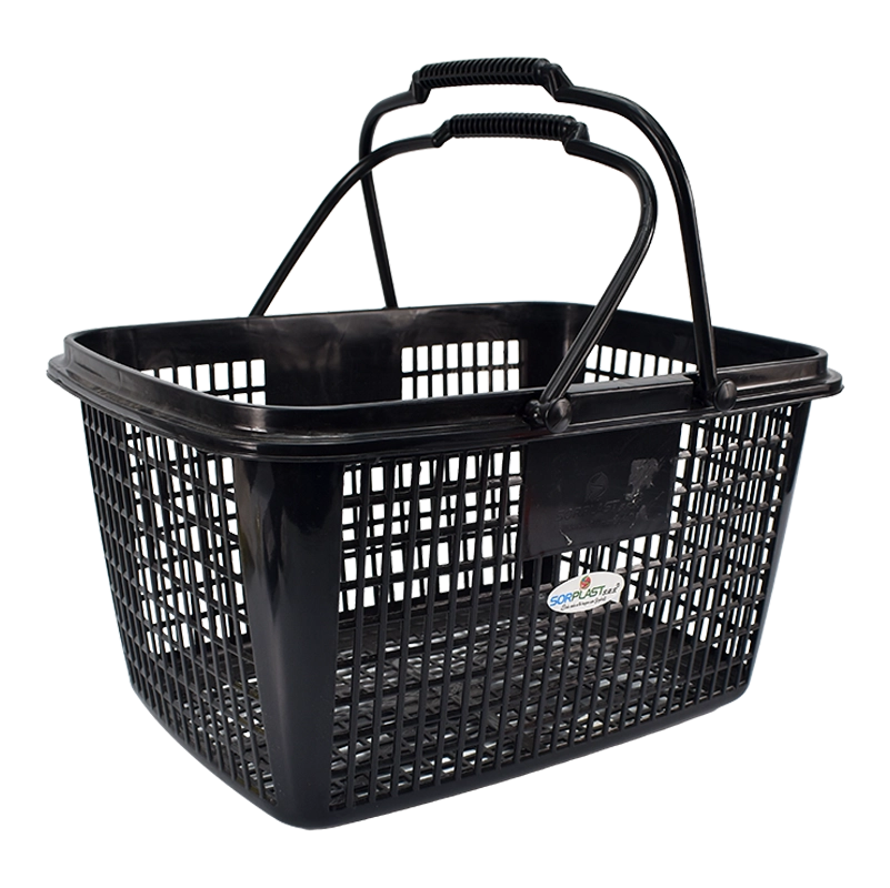 Canasta de mercado plástica Sorplast con asas en color oscuro